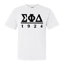 Load image into Gallery viewer, Sigma Phi Delta Black Letter Comfort Colors T-Shirt - Fraternity Tee - Kite and Crest