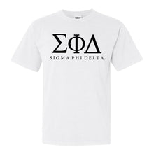 Load image into Gallery viewer, Sigma Phi Delta Block Letter Comfort Colors T-Shirt - Fraternity Tee - Kite and Crest