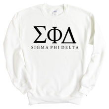 Load image into Gallery viewer, Sigma Phi Delta Block Letter Sweatshirt - Fraternity Crewneck Sweatshirt - Kite and Crest