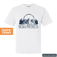 Load image into Gallery viewer, Sigma Phi Delta Epic Mountains Comfort Colors T-Shirt - Fraternity Tee - Kite and Crest