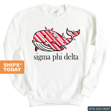 Load image into Gallery viewer, Sigma Phi Delta Red Whale Sweatshirt - Fraternity Crewneck Sweatshirt - Kite and Crest