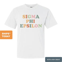 Load image into Gallery viewer, Sigma Phi Epsilon Comfort Colors T-Shirt - Sig Ep Bright and Colorful Shirt - Kite and Crest
