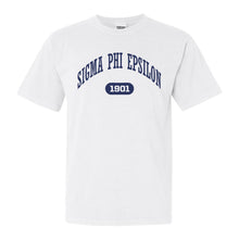 Load image into Gallery viewer, Sigma Phi Epsilon Comfort Colors T-Shirt - Sig Ep Fraternal Arch Shirt - Kite and Crest