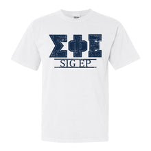 Load image into Gallery viewer, Sigma Phi Epsilon Comfort Colors T-Shirt - Sig Ep Washed Letters Shirt - Kite and Crest