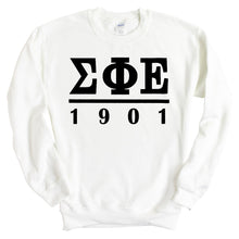 Load image into Gallery viewer, Sigma Phi Epsilon Sweatshirt - Sig Ep Black Letters Crewneck Sweatshirt - Kite and Crest