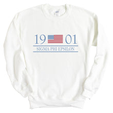 Load image into Gallery viewer, Sigma Phi Epsilon Sweatshirt - Sig Ep Flag Year Crewneck Sweatshirt - Kite and Crest