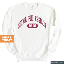 Load image into Gallery viewer, Sigma Phi Epsilon Sweatshirt - Sig Ep Large Athletic Crewneck Sweatshirt - Kite and Crest