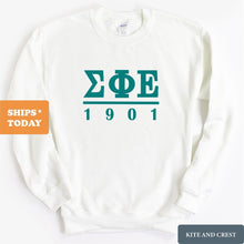 Load image into Gallery viewer, Sigma Phi Epsilon Sweatshirt - Sig Ep Lettered Basic Crewneck Sweatshirt - Kite and Crest