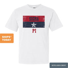Load image into Gallery viewer, Sigma Pi Comfort Colors T-Shirt - Sigma Pi Colorful Stripe Shirt - Kite and Crest