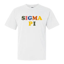 Load image into Gallery viewer, Sigma Pi Comfort Colors T-Shirt - Sigma Pi Retro Letters Shirt - Kite and Crest