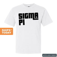 Load image into Gallery viewer, Sigma Pi Comfort Colors T-Shirt - Sigma Pi Stacked Letters Shirt - Kite and Crest