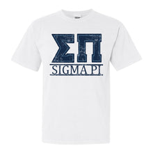 Load image into Gallery viewer, Sigma Pi Comfort Colors T-Shirt - Sigma Pi Washed Letters Shirt - Kite and Crest