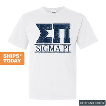 Load image into Gallery viewer, Sigma Pi Comfort Colors T-Shirt - Sigma Pi Washed Letters Shirt - Kite and Crest