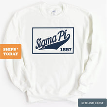 Load image into Gallery viewer, Sigma Pi Sweatshirt - Sigma Pi Baseball Boxed Crewneck Sweatshirt - Kite and Crest