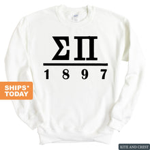 Load image into Gallery viewer, Sigma Pi Sweatshirt - Sigma Pi Black Letters Crewneck Sweatshirt - Kite and Crest