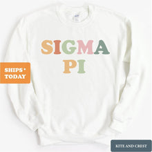 Load image into Gallery viewer, Sigma Pi Sweatshirt - Sigma Pi Bright and Colorful Crewneck Sweatshirt - Kite and Crest