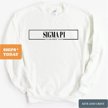 Load image into Gallery viewer, Sigma Pi Sweatshirt - Sigma Pi Fraternal Block Crewneck Sweatshirt - Kite and Crest