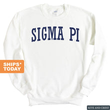 Load image into Gallery viewer, Sigma Pi Sweatshirt - Sigma Pi Intrinsic Lettered Crewneck Sweatshirt - Kite and Crest