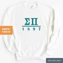 Load image into Gallery viewer, Sigma Pi Sweatshirt - Sigma Pi Lettered Basic Crewneck Sweatshirt - Kite and Crest