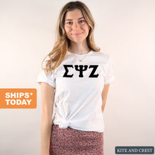 Load image into Gallery viewer, Sigma Psi Zeta Basic Black Letters T-shirt - Kite and Crest