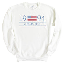 Load image into Gallery viewer, Sigma Psi Zeta Flag and Year Crewneck Sweatshirt - Kite and Crest