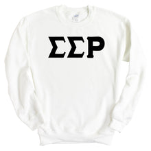 Load image into Gallery viewer, Sigma Sigma Rho Basic Black Letters Crewneck Sweatshirt - Kite and Crest