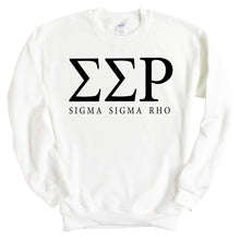 Load image into Gallery viewer, Sigma Sigma Rho Block Letter Crewneck Sweatshirt - Kite and Crest