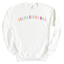 Load image into Gallery viewer, Sigma Sigma Rho Rainbow Letter Crewneck Sweatshirt - Kite and Crest