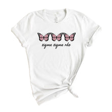 Load image into Gallery viewer, Sigma Sigma Rho Three Butterflies T-shirt - Kite and Crest