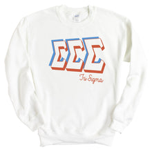 Load image into Gallery viewer, Sigma Sigma Sigma Sweatshirt - Tri Sigma American Colored Crewneck Sweatshirt - Kite and Crest