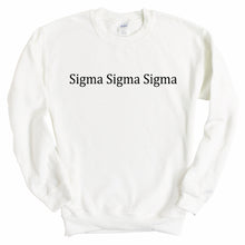 Load image into Gallery viewer, Sigma Sigma Sigma Sweatshirt - Tri Sigma Black Written Crewneck Sweatshirt - Kite and Crest