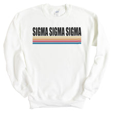 Load image into Gallery viewer, Sigma Sigma Sigma Sweatshirt | Tri Sigma Colorful Stripes Crewneck Sweatshirt | Sigma Sigma Sigma Sorority Gift Idea - Kite and Crest