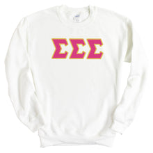 Load image into Gallery viewer, Sigma Sigma Sigma Sweatshirt - Tri Sigma Cute Letters Crewneck Sweatshirt - Kite and Crest