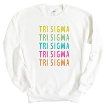Load image into Gallery viewer, Sigma Sigma Sigma Sweatshirt - Tri Sigma Modern Stacked Crewneck Sweatshirt - Kite and Crest