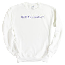 Load image into Gallery viewer, Sigma Sigma Sigma Sweatshirt - Tri Sigma Straight Star Crewneck Sweatshirt - Kite and Crest