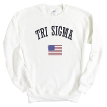Load image into Gallery viewer, Sigma Sigma Sigma Sweatshirt - Tri Sigma USA Crewneck Sweatshirt - Kite and Crest