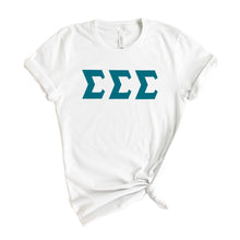 Load image into Gallery viewer, Sigma Sigma Sigma T-Shirt | Tri Sigma Basic Large Letters Shirt | Sigma Sigma Sigma Sorority Gift Idea - Kite and Crest