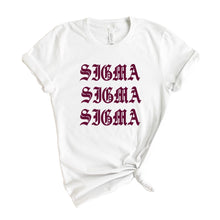 Load image into Gallery viewer, Sigma Sigma Sigma T-Shirt | Tri Sigma Old Type Written Shirt | Sigma Sigma Sigma Sorority Gift Idea - Kite and Crest
