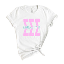 Load image into Gallery viewer, Sigma Sigma Sigma T-shirt - Tri Sigma (ΣΣΣ) Bright Retro Tee - Kite and Crest