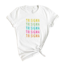Load image into Gallery viewer, Sigma Sigma Sigma T-shirt - Tri Sigma (ΣΣΣ) Modern Stacked Tee - Kite and Crest