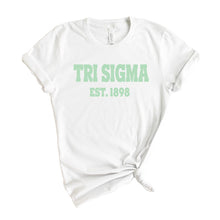 Load image into Gallery viewer, Sigma Sigma Sigma T-shirt - Tri Sigma (ΣΣΣ) Sporty Established Tee - Kite and Crest