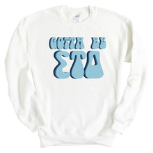 Load image into Gallery viewer, Sigma Tau Delta Happy to be Sweatshirt - Fraternity Crewneck Sweatshirt - Kite and Crest