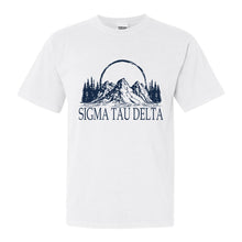 Load image into Gallery viewer, Sigma Tau Delta Weekend in the Mountains Comfort Colors T-Shirt - Kite and Crest