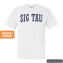 Load image into Gallery viewer, Sigma Tau Gamma Comfort Colors T-Shirt - Sig Tau Intrinsic Lettered Shirt - Kite and Crest