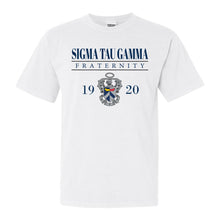 Load image into Gallery viewer, Sigma Tau Gamma Comfort Colors T-Shirt - Sig Tau Large Crest Shirt - Kite and Crest