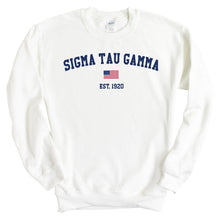 Load image into Gallery viewer, Sigma Tau Gamma Sweatshirt - Sig Tau USA Flag Crewneck Sweatshirt - Kite and Crest