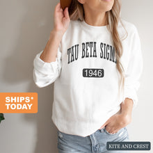 Load image into Gallery viewer, Tau Beta Sigma Athletic Crewneck Sweatshirt - Kite and Crest