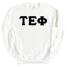 Load image into Gallery viewer, Tau Epsilon Phi Basic Black Letters Sweatshirt - Fraternity Crewneck Sweatshirt - Kite and Crest