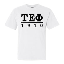 Load image into Gallery viewer, Tau Epsilon Phi Black Letter Comfort Colors T-Shirt - Fraternity Tee - Kite and Crest