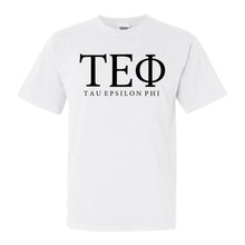 Load image into Gallery viewer, Tau Epsilon Phi Block Letter Comfort Colors T-Shirt - Fraternity Tee - Kite and Crest
